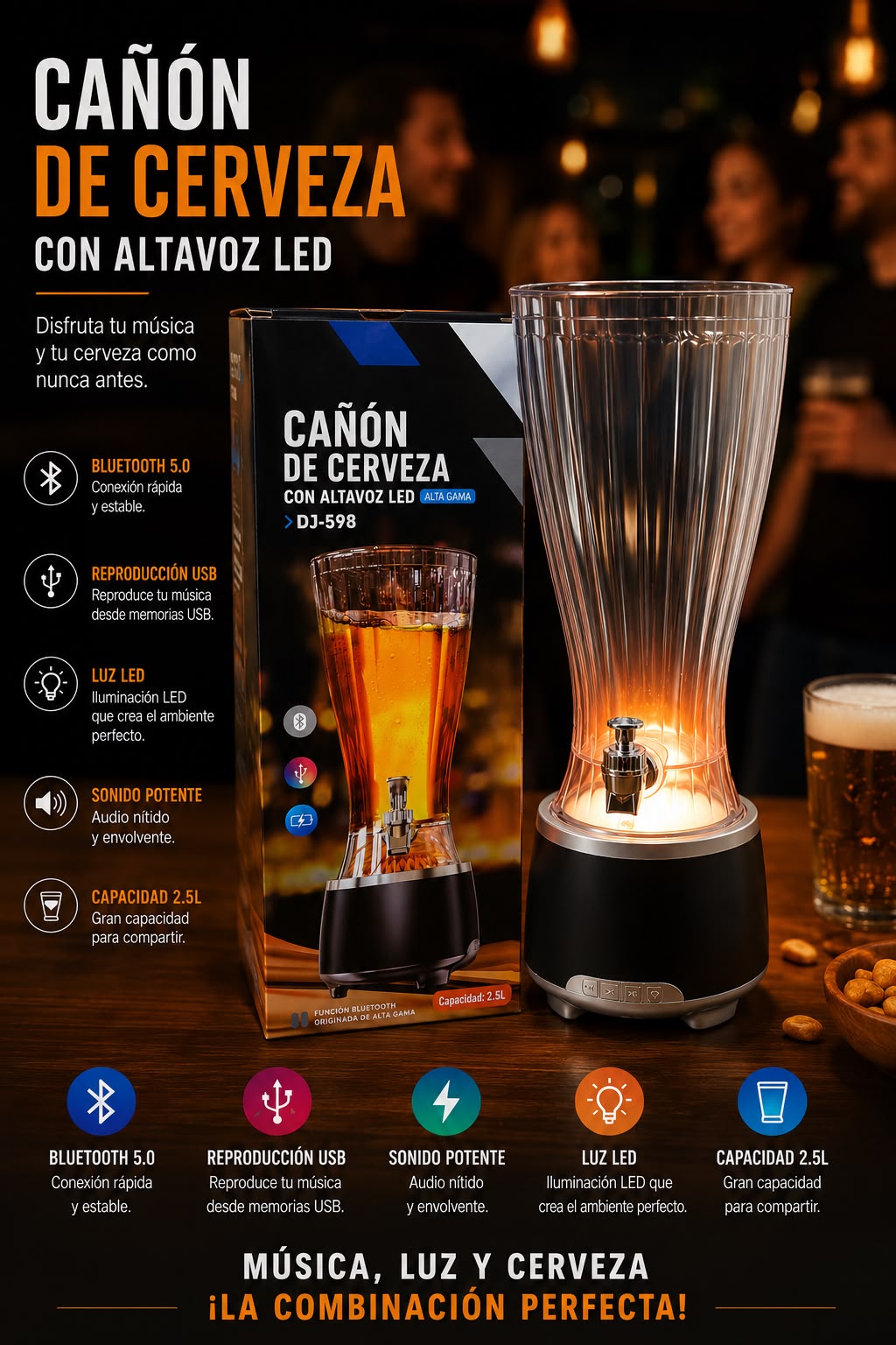 DISPENSADOR DE LICOR Y PARLANTE