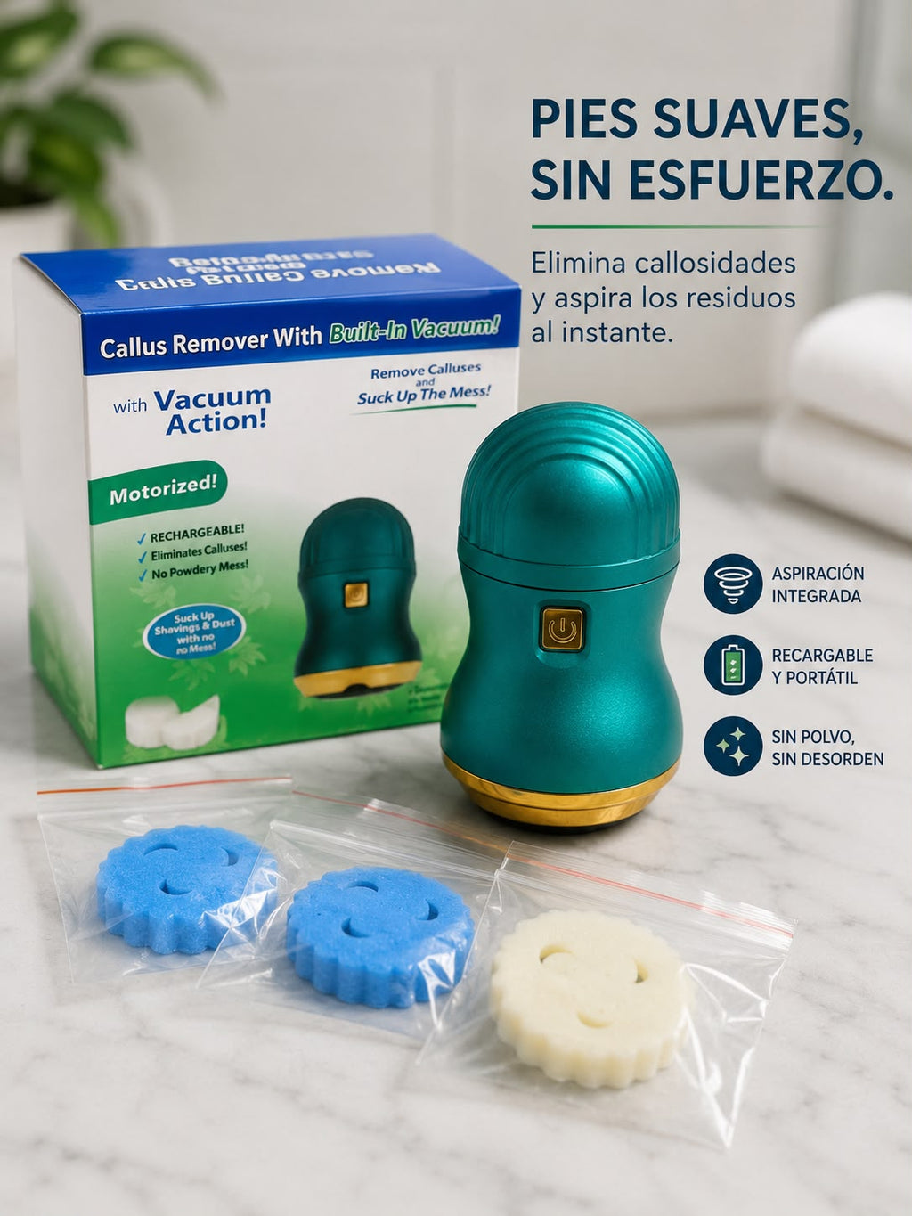 REMOVEDOR DE CALLOS CON ASPIRACIÓN INTEGRADA. E3N3