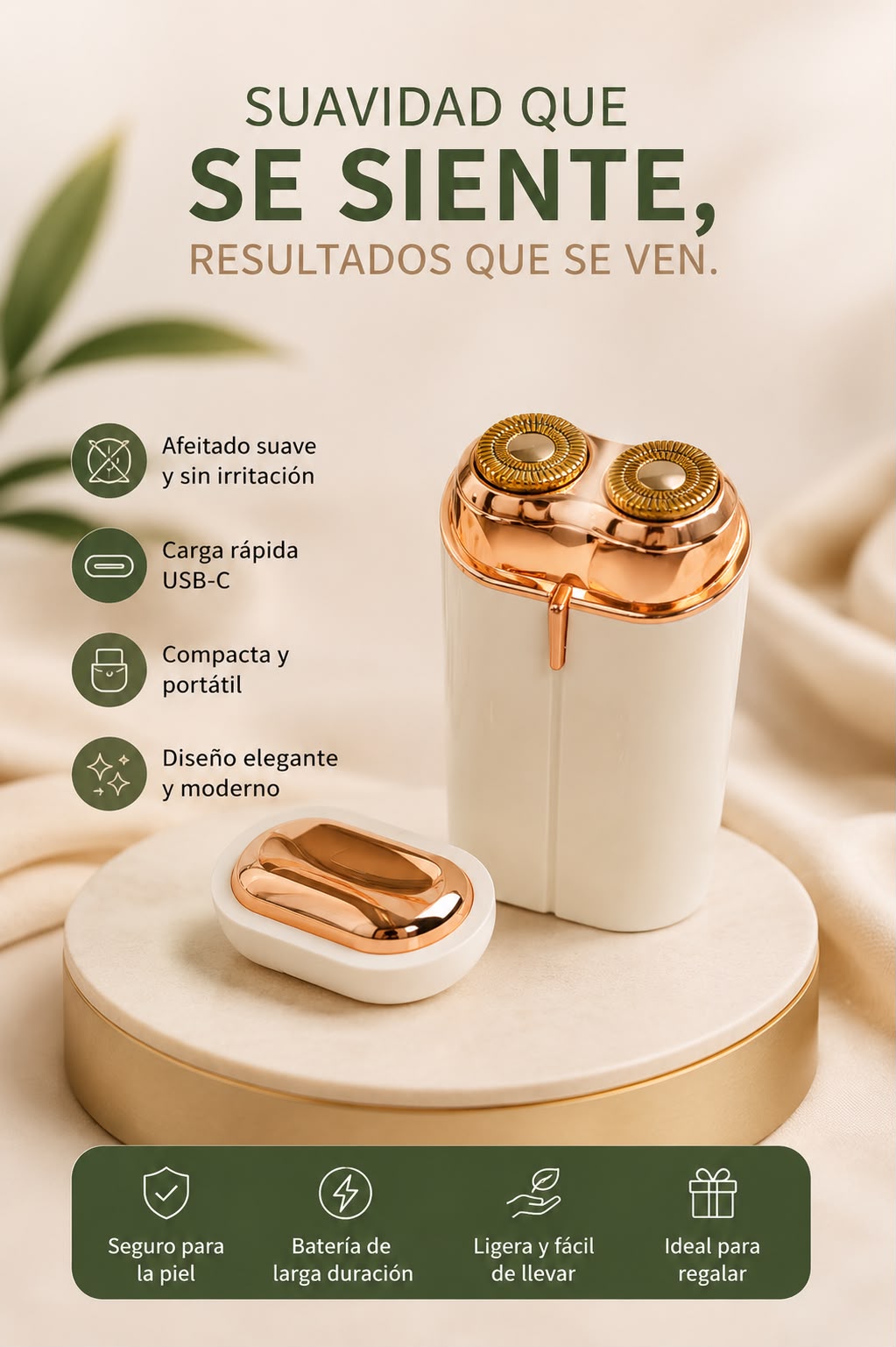 DEPILADORA ELÉCTRICA PORTÁTIL PARA MUJER.