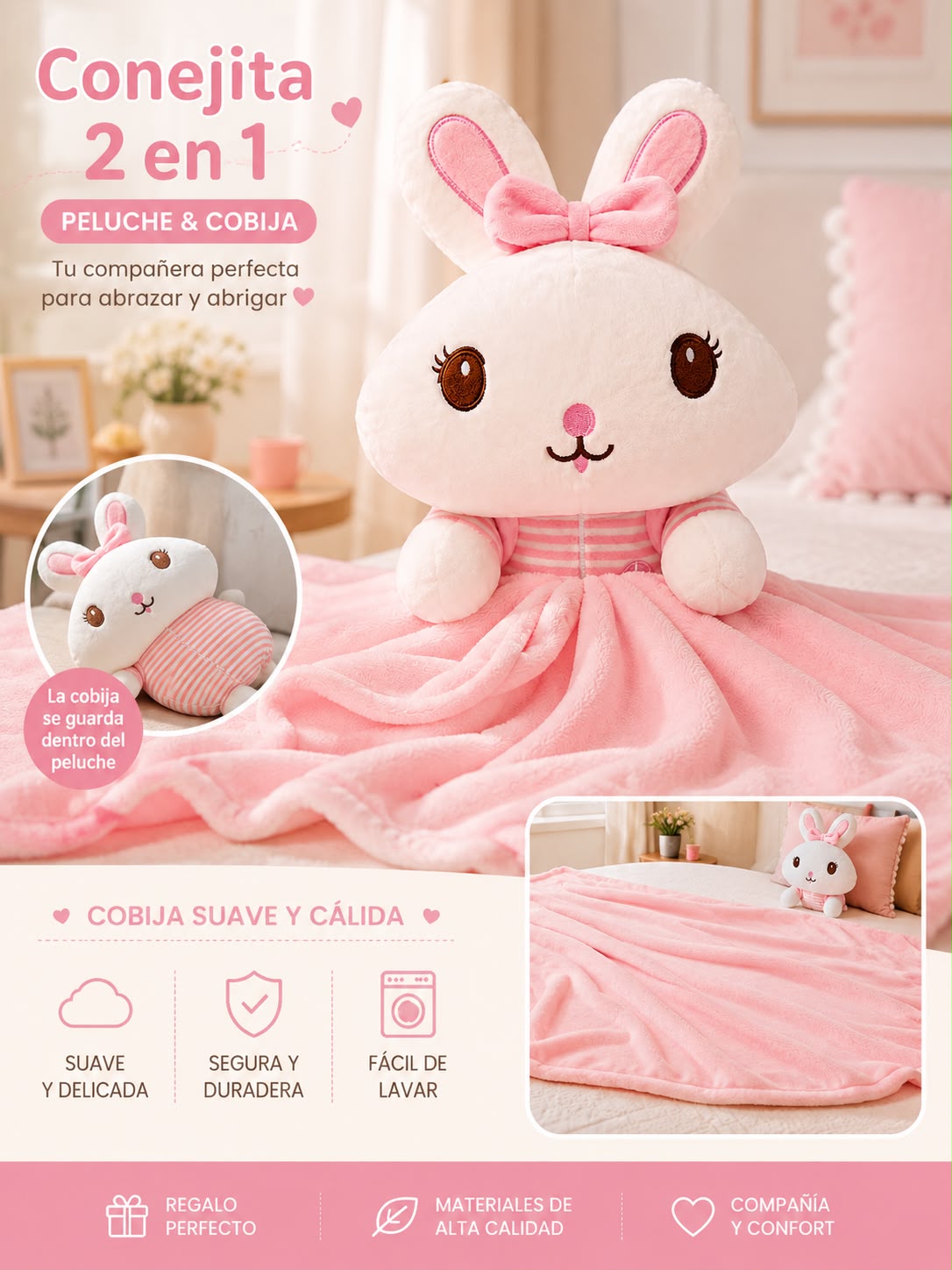 PELUCHE CON COBIJA CONEJITA. P
