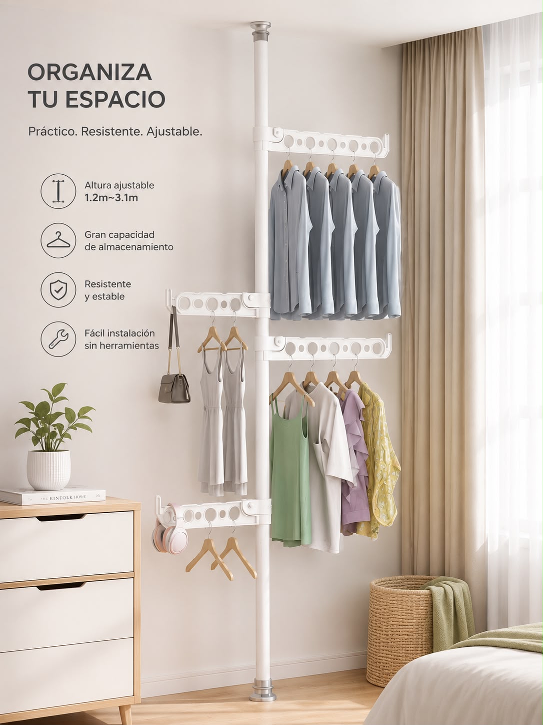 TENDEDERO DE ROPA VERTICAL AJUSTABLE. E2N4