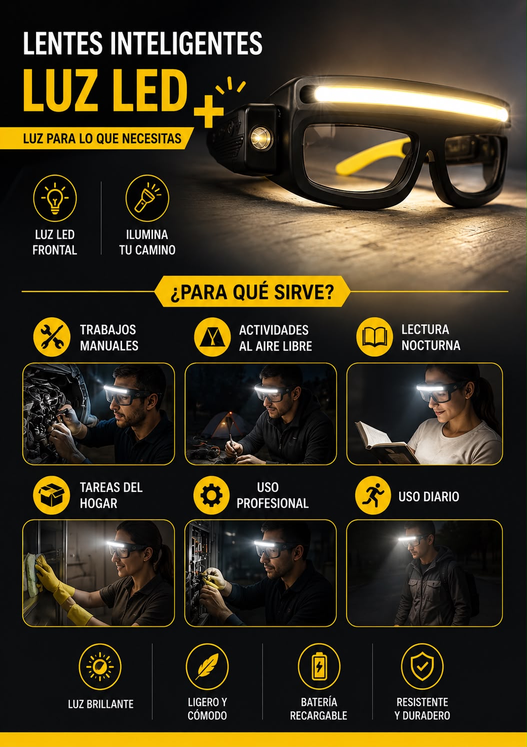GAFAS DE TRABAJO LUZ LED.C43