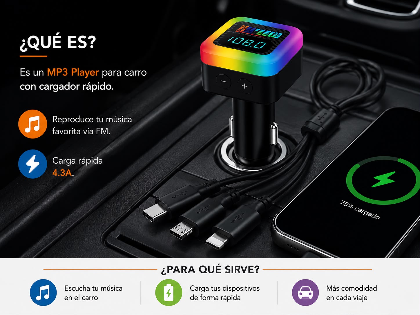 CARGADOR DE CELULAR PARA CARRO. C42