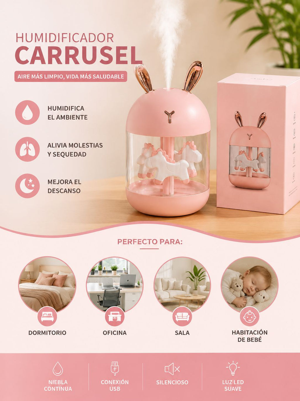 Humidificador Carrusel 🐰🌸.C48