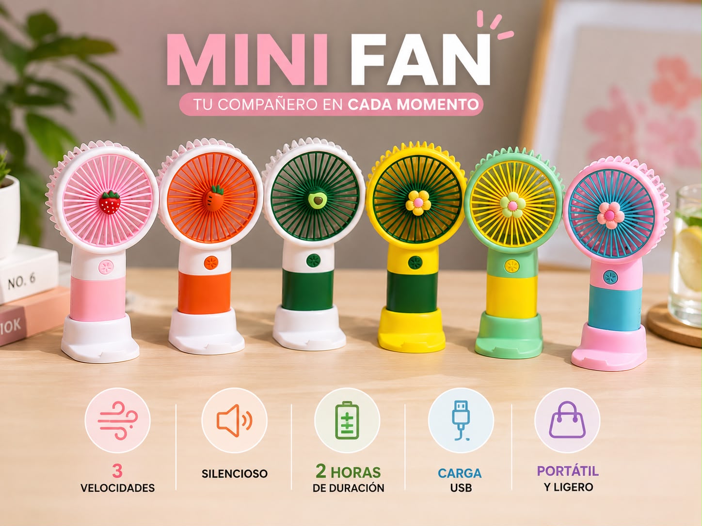 Mini Ventilador Portátil Recargable