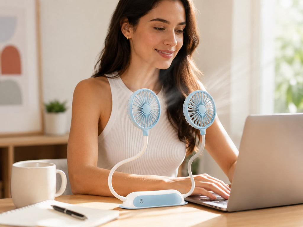 Ventilador Doble de Cuello Recargable F6. E5N3
