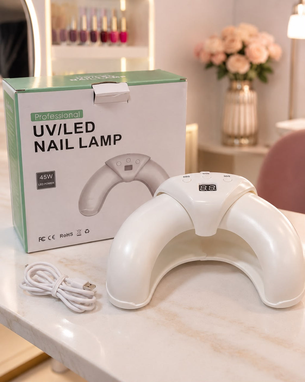 LÁMPARA PROFESIONAL UV/LED PARA UÑAS – 45W . E2N2