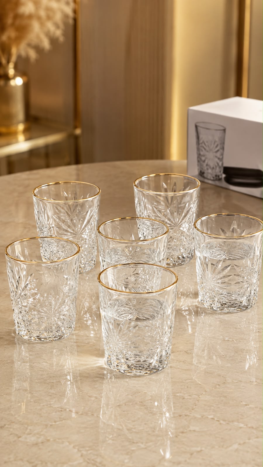 COPAS DE SHOT CON BORDE DORADO X6. C36