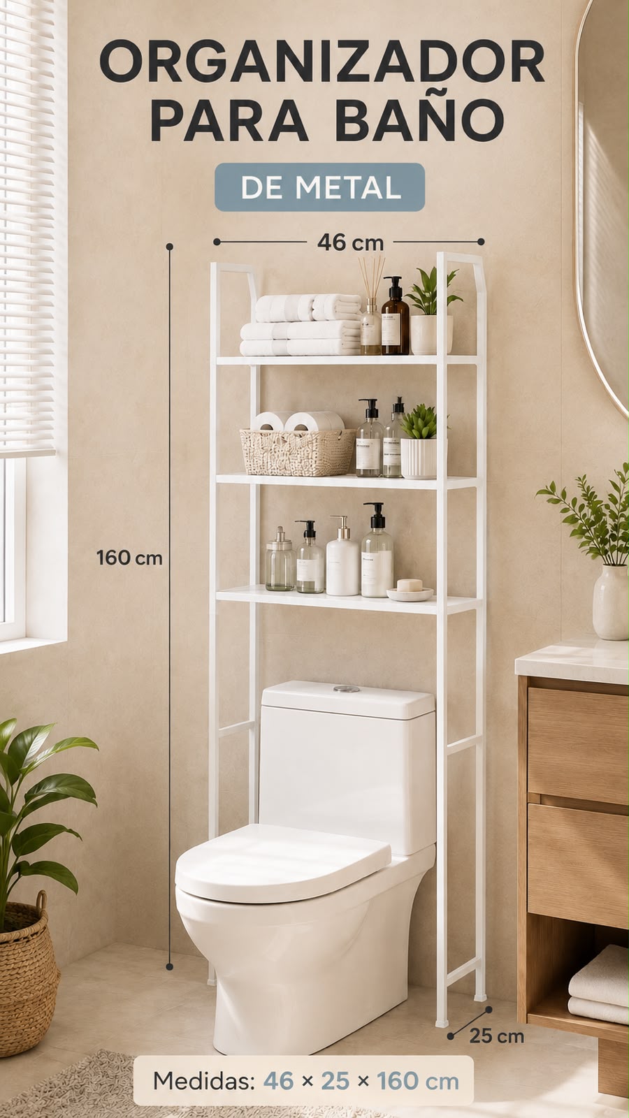 ORGANIZADOR DE BAÑO METÁLICO. E9N4