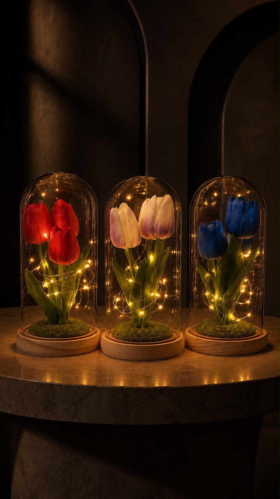 TULIPANES ETERNOS CON LUZ ✨🌷. E9N2