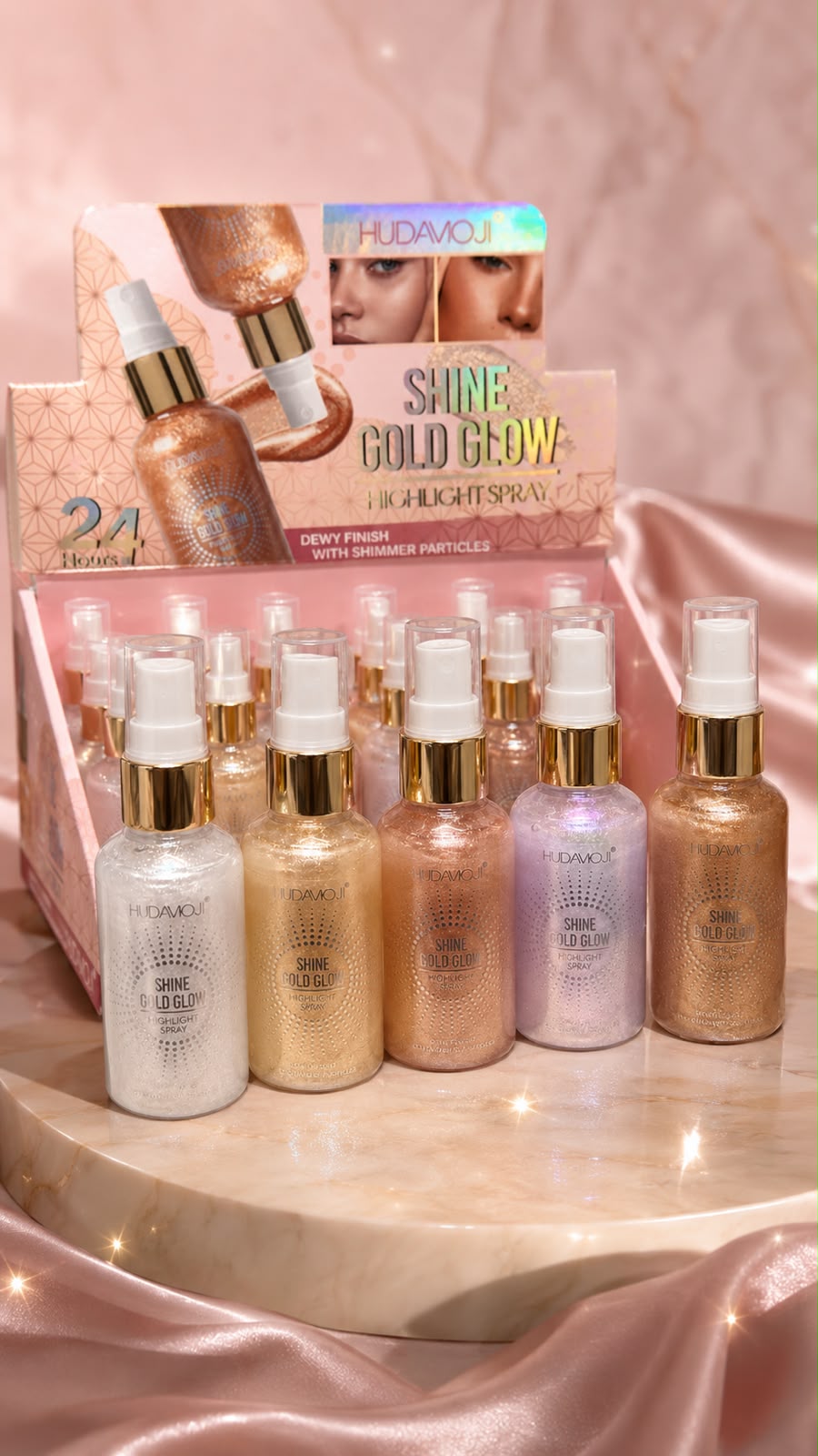 ILUMINADOR DE CUERPO SHINE GOLD GLOW HUDAVIOJI. E1N1