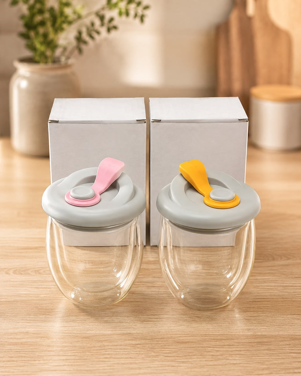 ✨ VASO DE VIDRIO CON TAPA PEQUEÑO✨E3N2