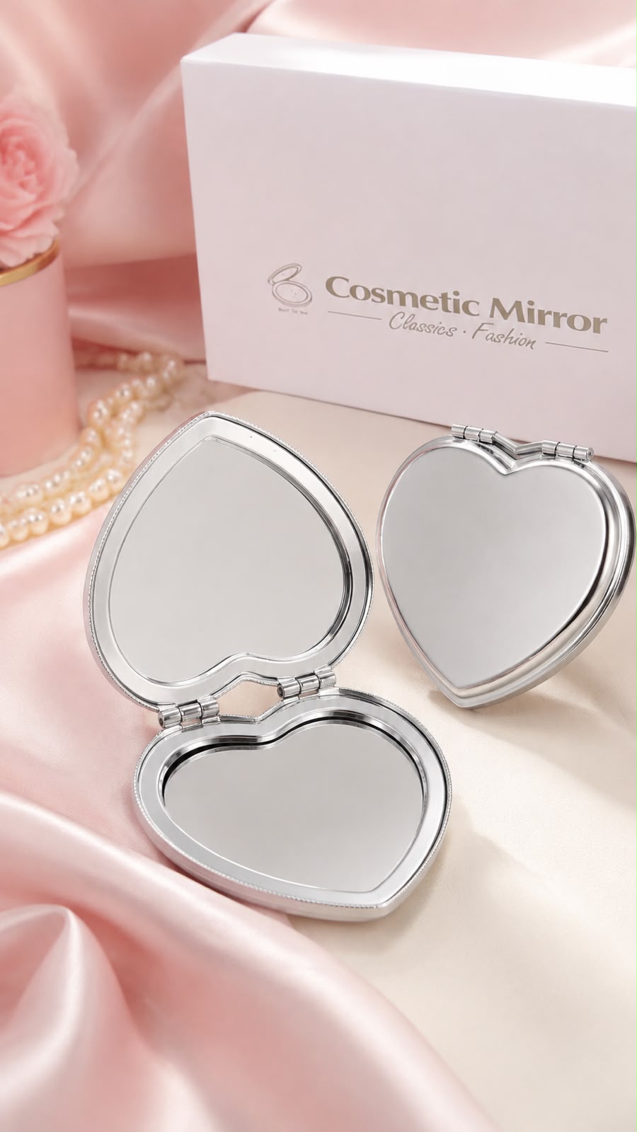 💖 ESPEJO COMPACTO DOBLE EN FORMA DE CORAZÓN 💖E1