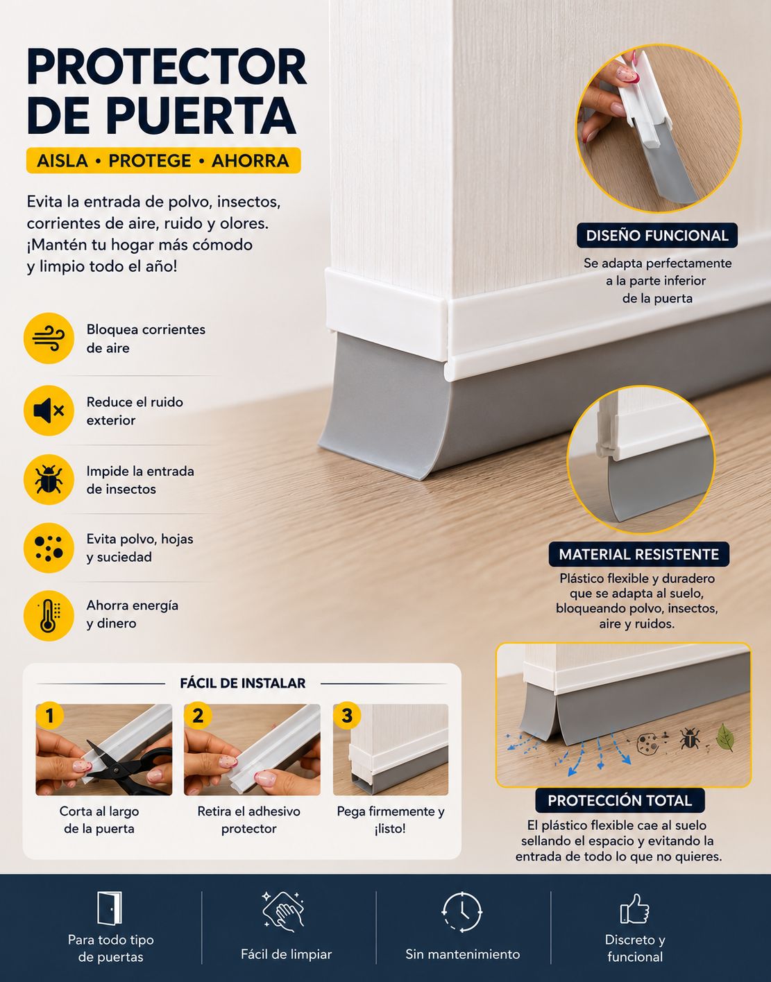 PROTECTOR DE PUERTA ANTI BICHOS 🐜 🐍🦎E5