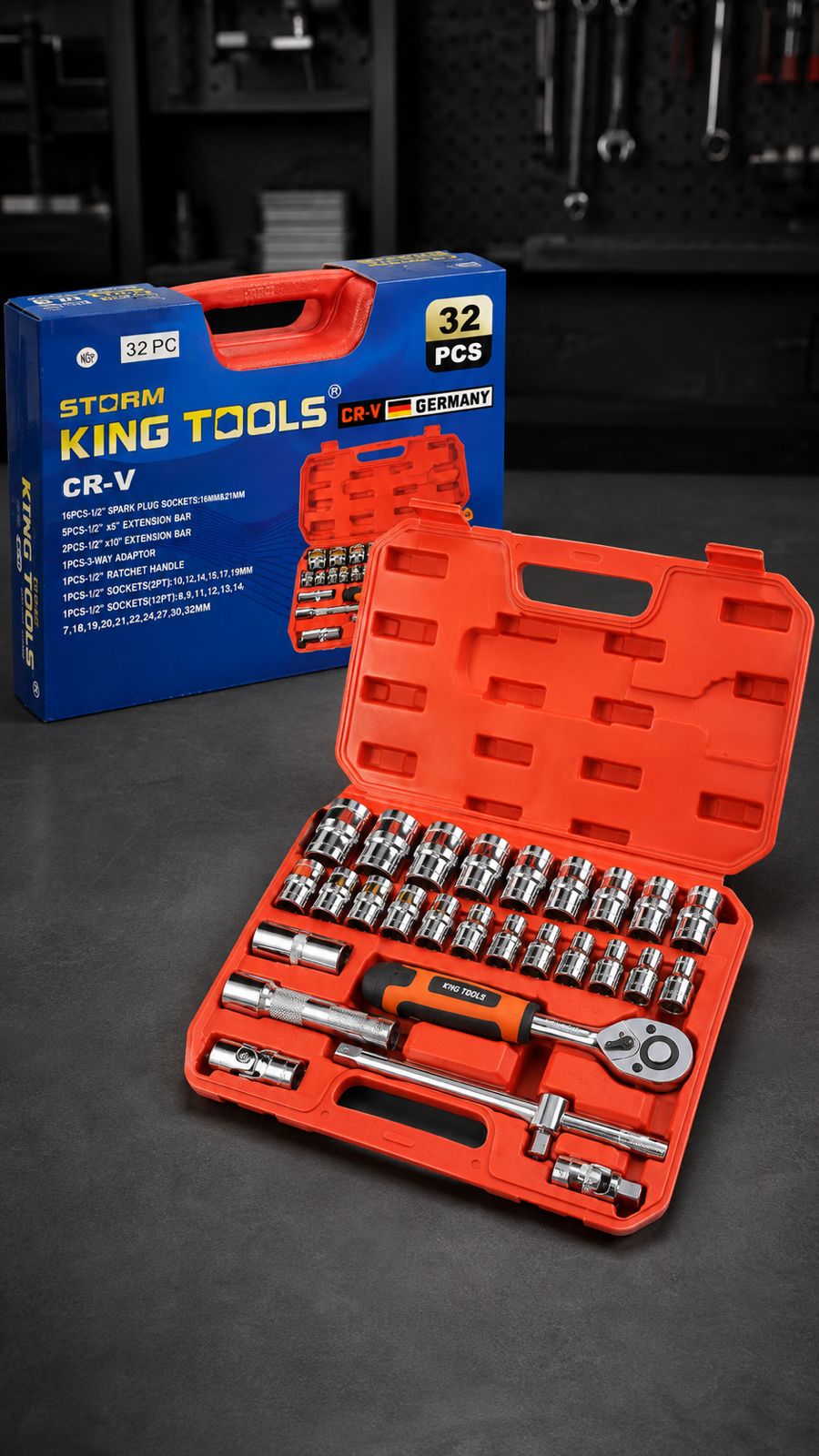 🧰🔧 JUEGO DE HERRAMIENTAS KING TOOLS · 32 PIEZAS. E3N1