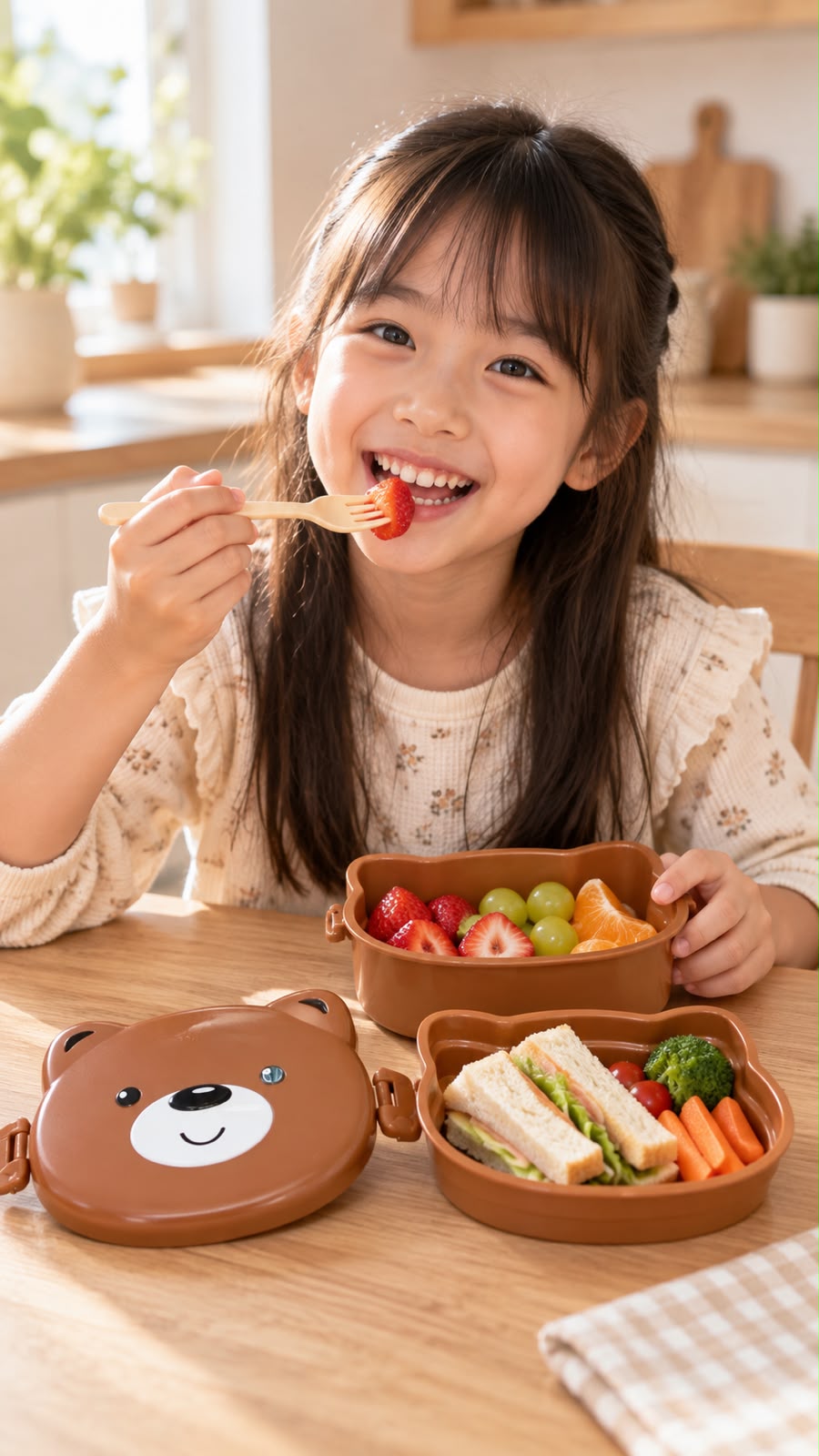 🐻🍱 LONCHERA INFANTIL DE OSITO 🍓✨.C