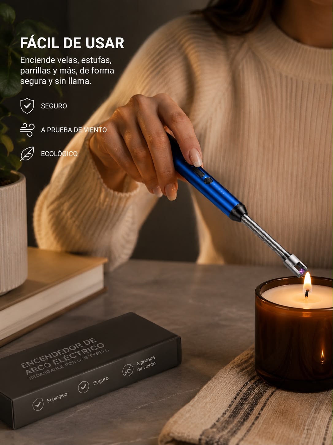 ENCENDEDOR ELÉCTRICO RECARGABLE POR USB. E9N1