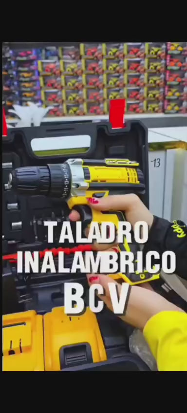 TALADRO  AMARILLO CON 2 BATERÍAS