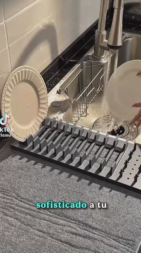 PAÑO DE SECADO ABSORBENTE CON ESCURRIDOR DE PLATOS Y CUBIERTOS