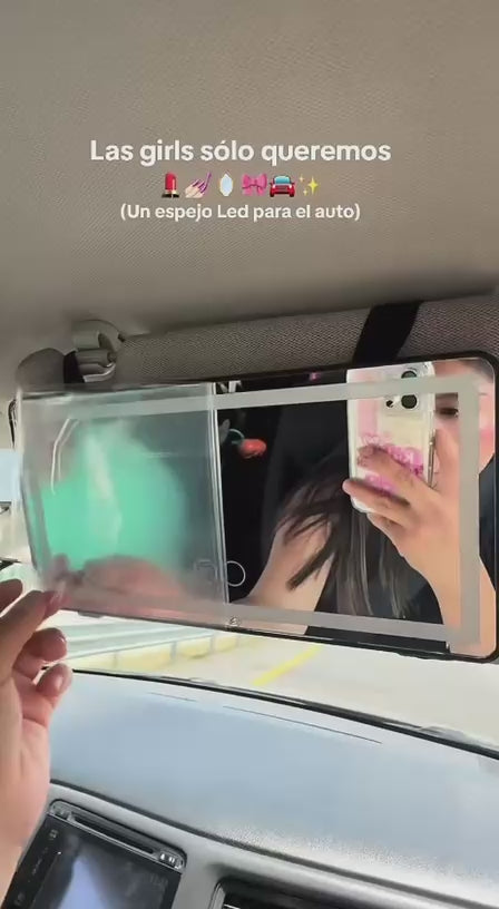 ESPEJO DE MAQUILLAJE CON LUZ LED PARA CARRO